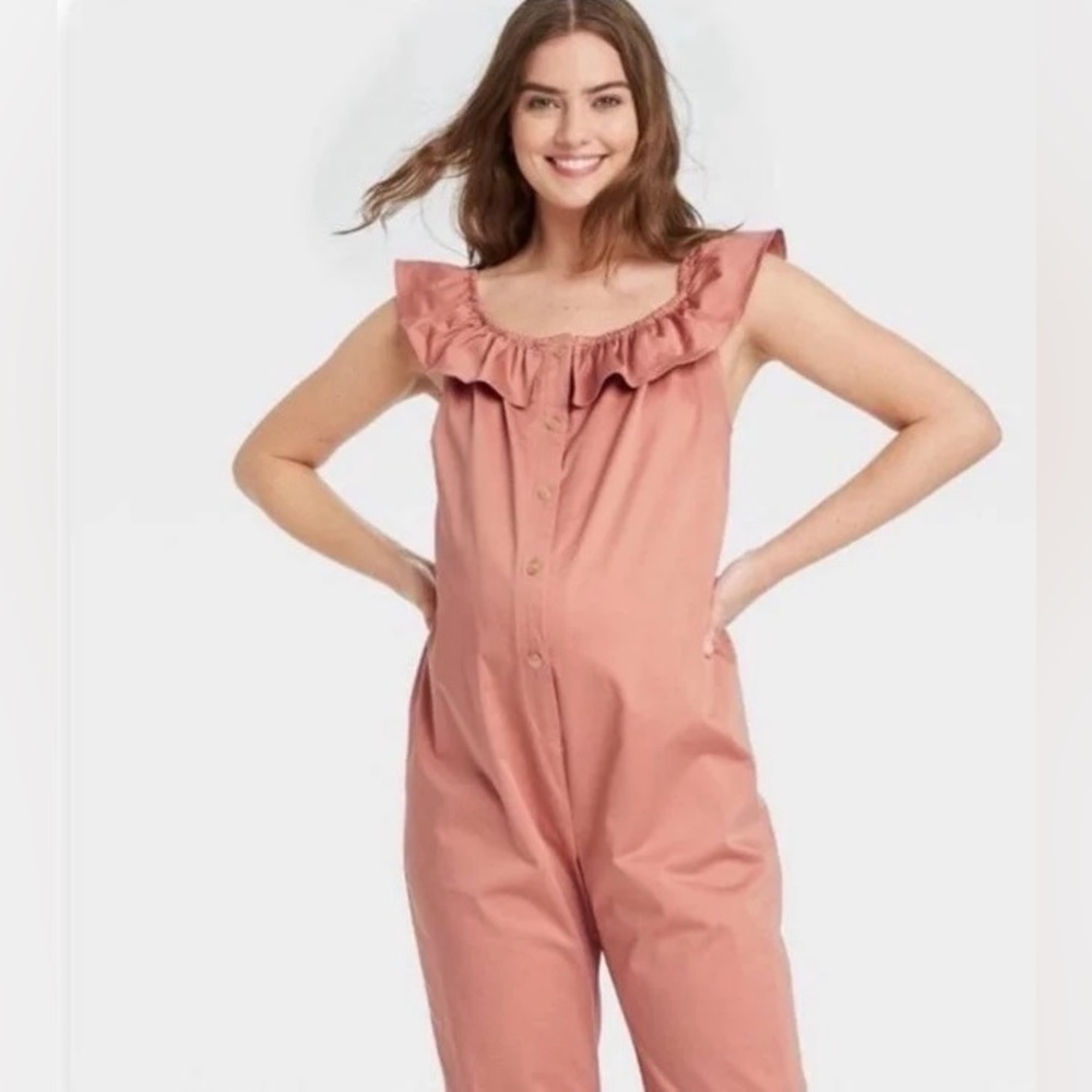 The Nines by HATCH small pink maternity jumpsuit NWT